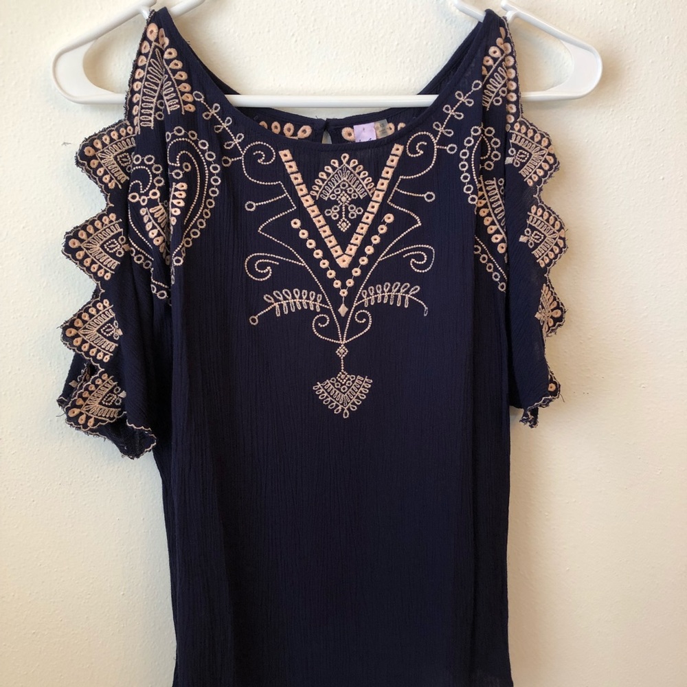 Navy Short Sleeve Top